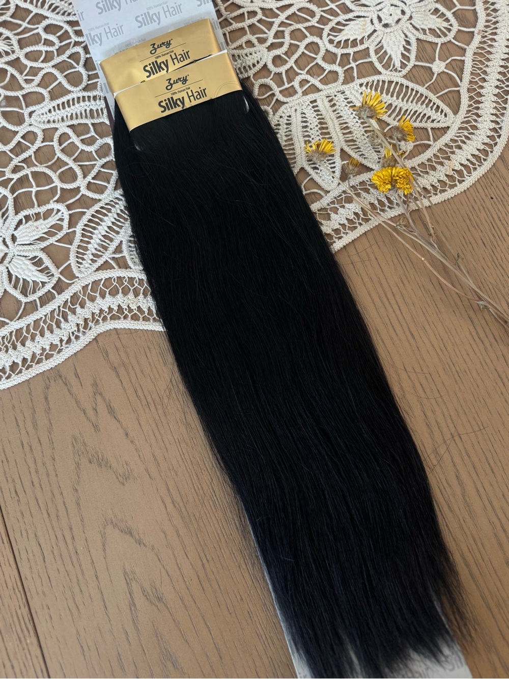 16" 100% Human Hair | Silky Straight Black Hair Weave | Weft Hair Extensions
